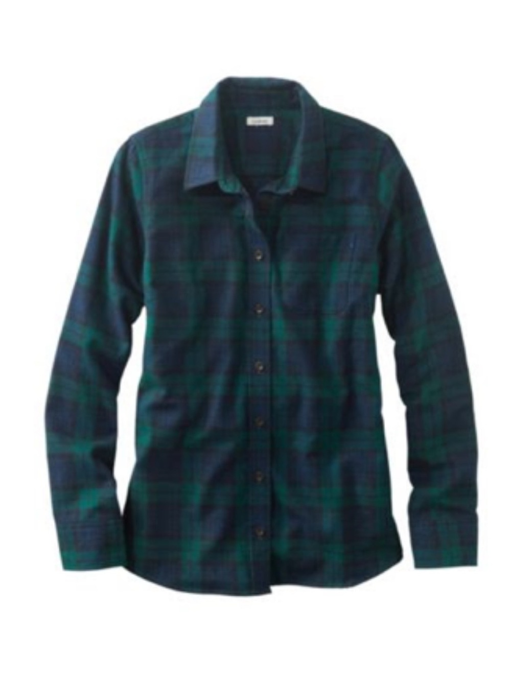 L.L. Bean Women's Green and Navy Plaid Button-Down Shirt